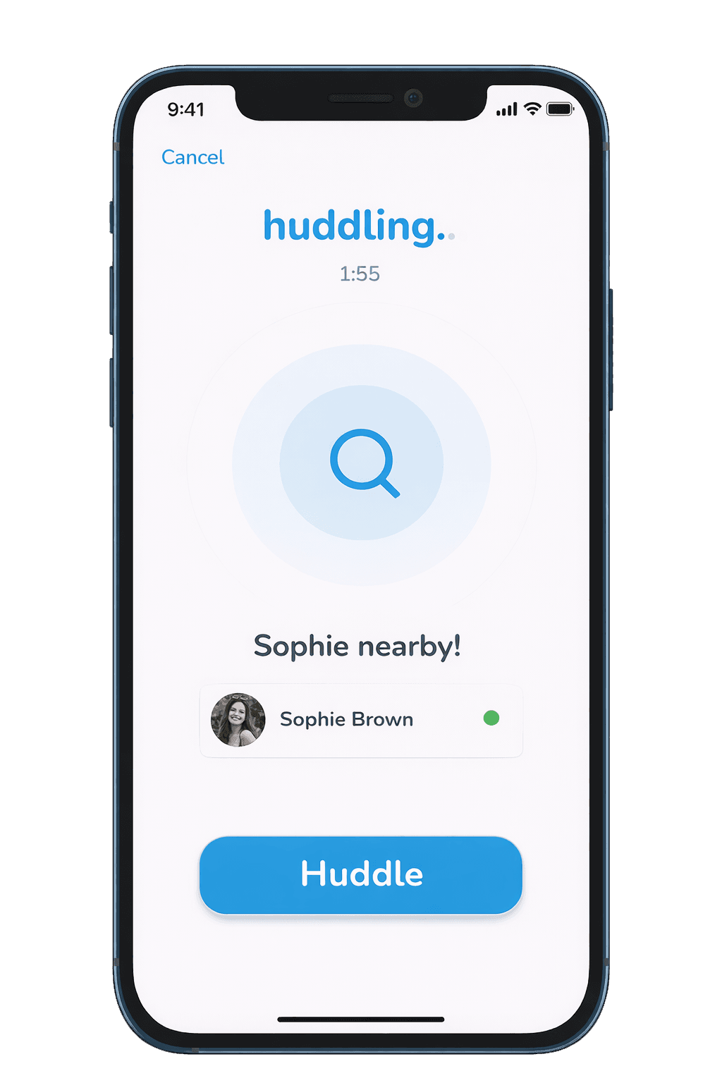 Huddle app screen mockup 2